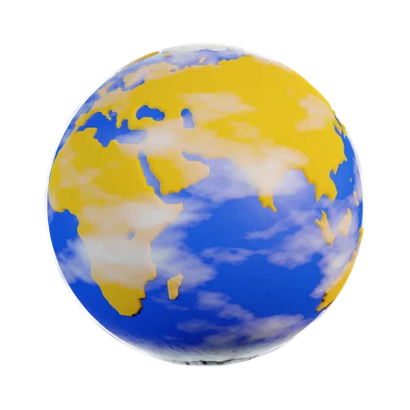 Planeta Terra Terra 3 D Dos Desenhos Animados Na Segunda Visualizacao Textura Para Nuvens 3D Illustration