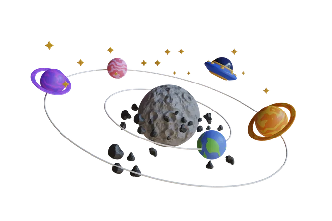 Planetas do nosso sistema solar  3D Illustration