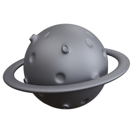 Planète argentée avec bague  3D Icon