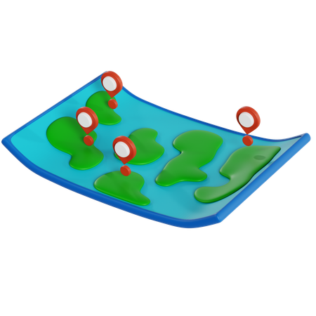 Planificación del viaje por el mapa mundial  3D Icon