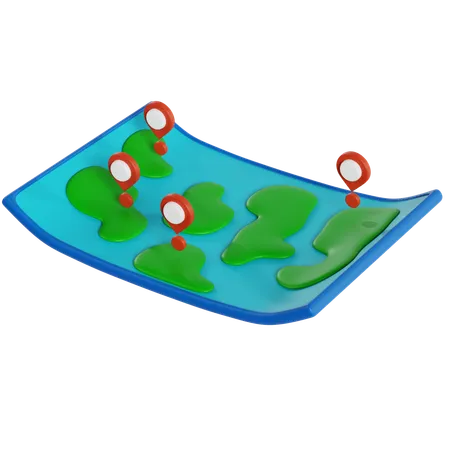 Planificación del viaje por el mapa mundial  3D Icon