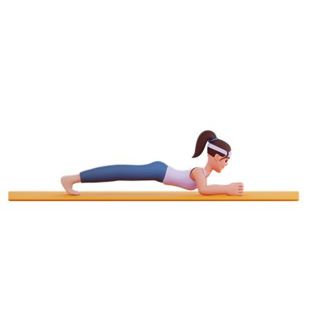 Plank Yoga Pose  3D Illustration