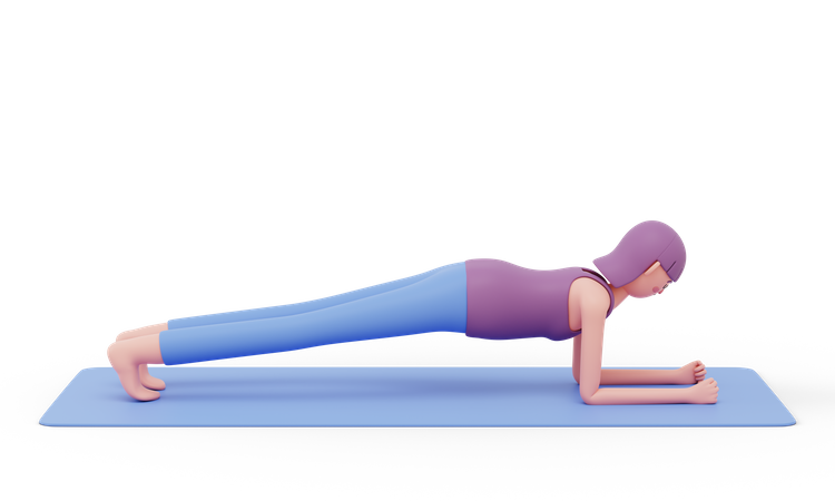 Plank Yoga Pose  3D Illustration