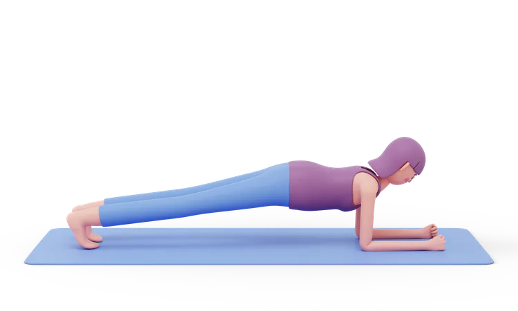 Plank Yoga Pose  3D Illustration