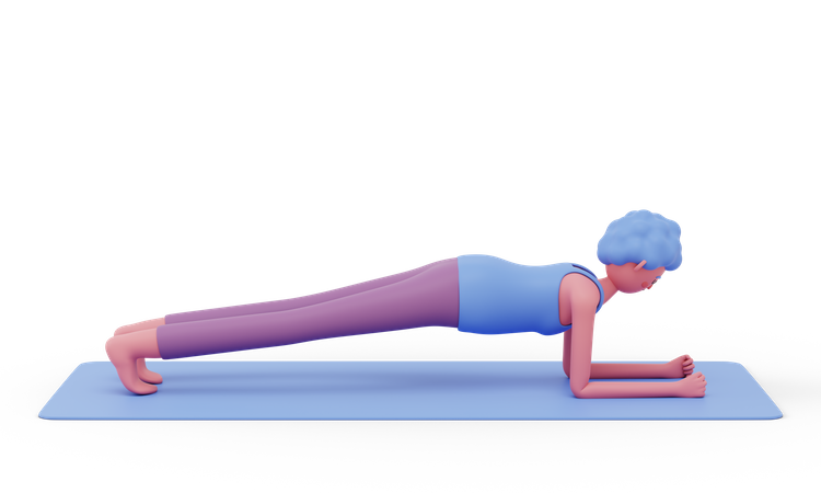 Plank Yoga Pose  3D Illustration