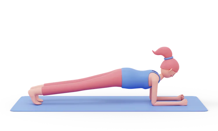 Plank Yoga Pose  3D Illustration