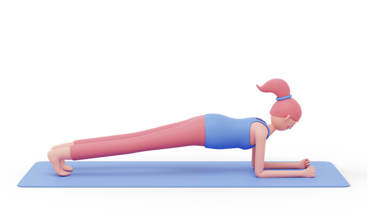 Plank Yoga Pose 3D Illustration