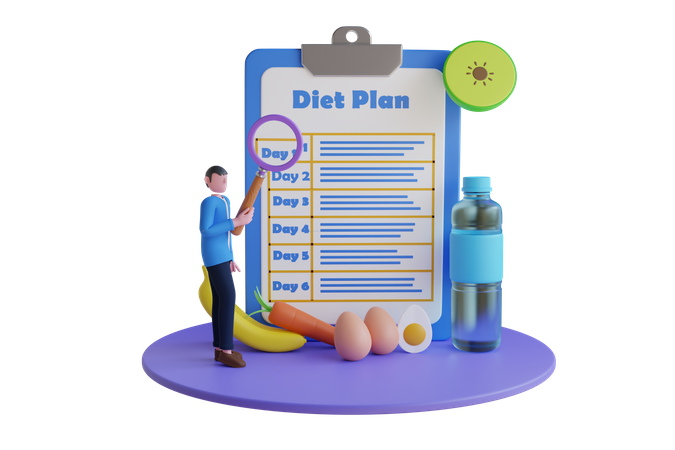 Plano de dieta  3D Illustration