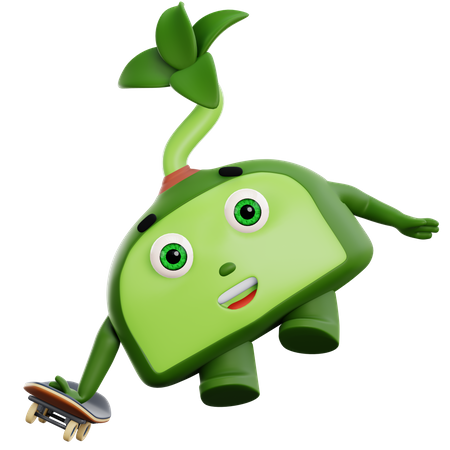 Plant Doing Handstand On Skateboard  3D Illustration