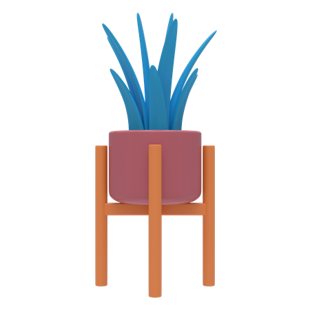 Plant In Decorative Stand  3D Illustration