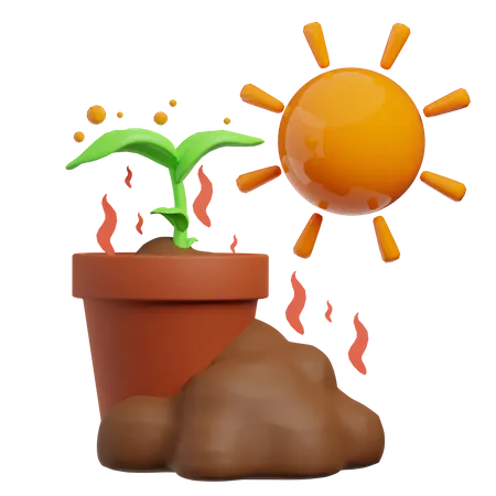 Plant Can Be Burn Under The Sun Heat 3D Icon