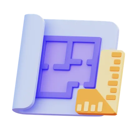 Impressão azul  3D Icon