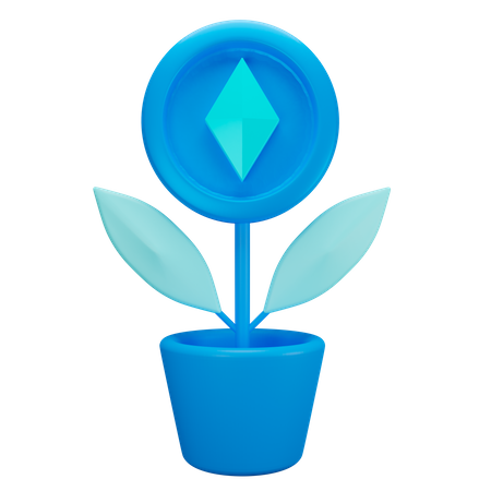 Planta de criptomoneda ethereum  3D Illustration