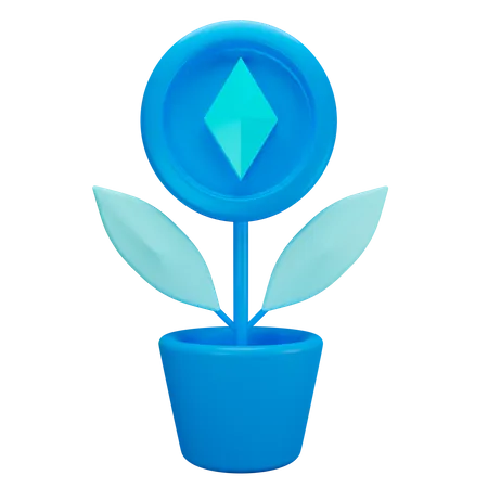 Planta de criptomoneda ethereum  3D Illustration
