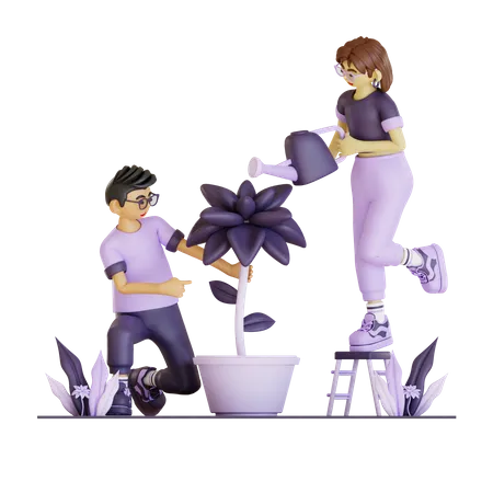 Planta de aplainamento de casal  3D Illustration