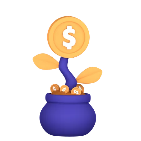 Planta de dinero  3D Icon