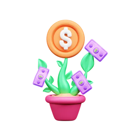 Planta de dinero  3D Icon