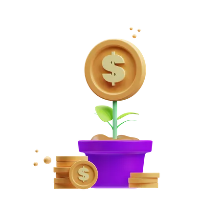 Planta de dinero  3D Illustration