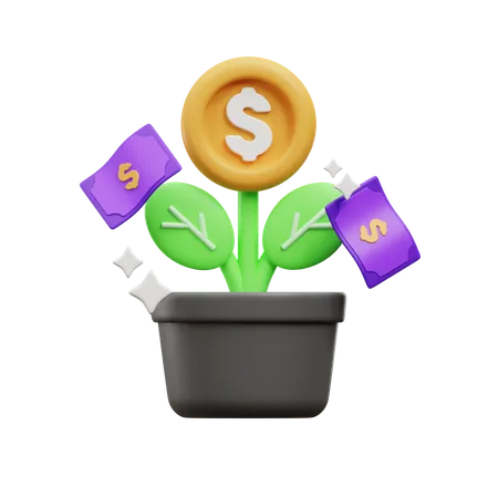 Planta de dinero  3D Icon