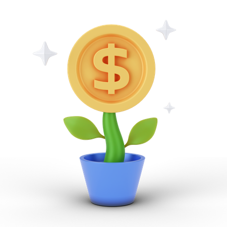 Planta de dinero en dólares  3D Illustration