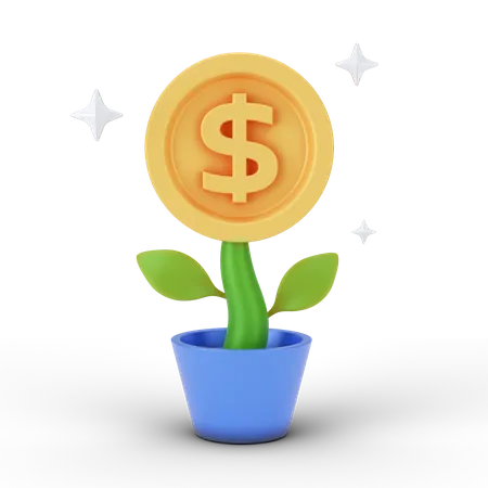 Planta de dinero en dólares  3D Illustration