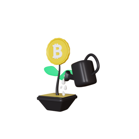 Planta de investimento bitcoin  3D Illustration