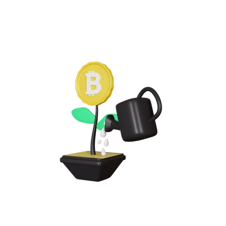 Planta de investimento bitcoin  3D Illustration