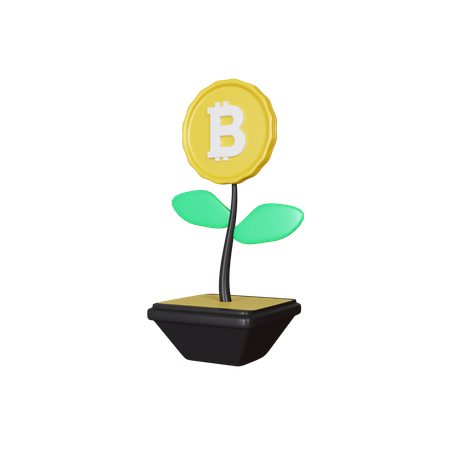 Planta de investimento bitcoin  3D Illustration