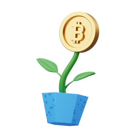 Planta de investimento bitcoin  3D Illustration