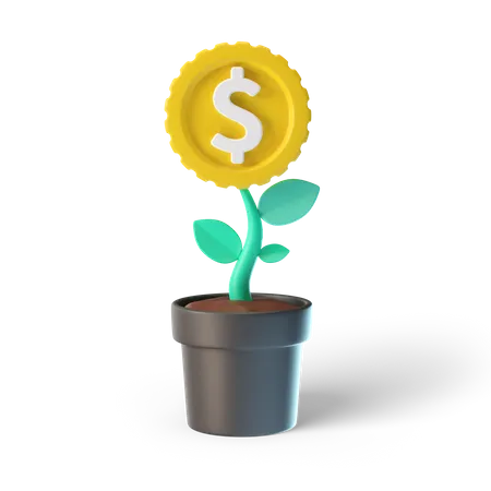 Planta de investimento em dólar  3D Illustration