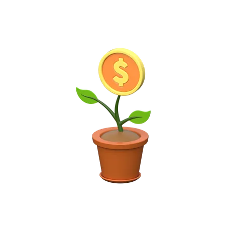 El Icono Dollar Plant 3 D Representa El Crecimiento Y La Prosperidad Presentando Una Planta Con Signos De Dolar Como Hojas En Una Vibrante Representacion Tridimensional 3D Icon