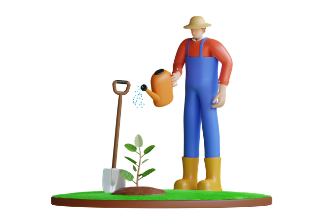 Plantar y cuidar  3D Illustration