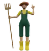 Plantation farmer holding rake