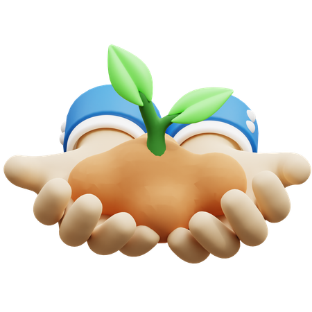 Plante verte en geste de la main  3D Icon