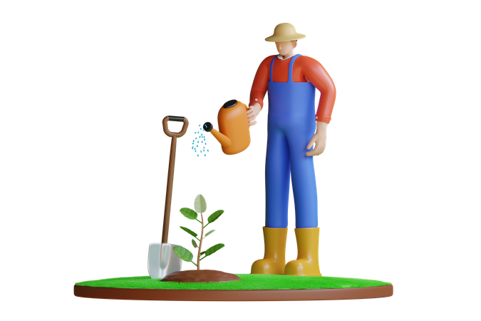 Planting And Taking Care  3D Icon