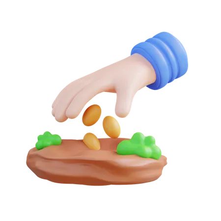3 D Illustration Hand Show Planting Seeds 3D Icon