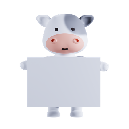 Vache tenant une pancarte  3D Illustration