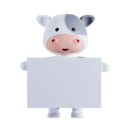 Vache tenant une pancarte  3D Illustration