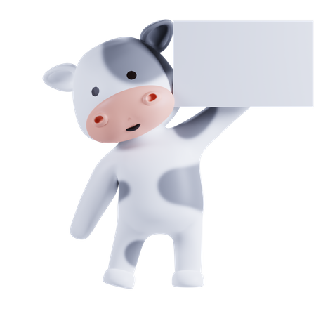 Vache tenant une pancarte  3D Illustration