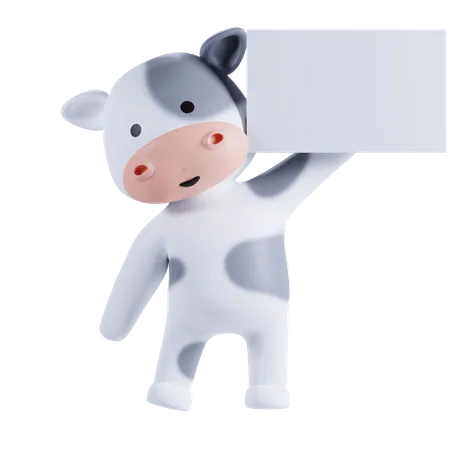 Vache tenant une pancarte  3D Illustration