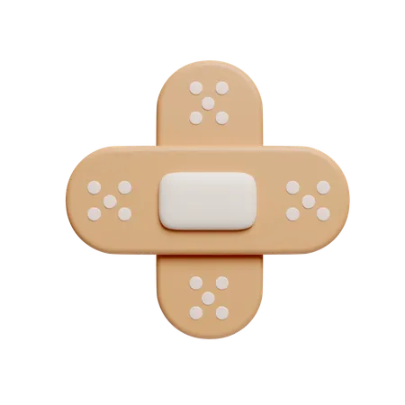 3 D Medical Plaster Vector Illustration Wound Plasterer Or Bandaged Patch Adhesive Bandage Elastic Medical Plasters Icon Isolated On White Background 3 D Rendering Illustration Clipping Path 3D Icon