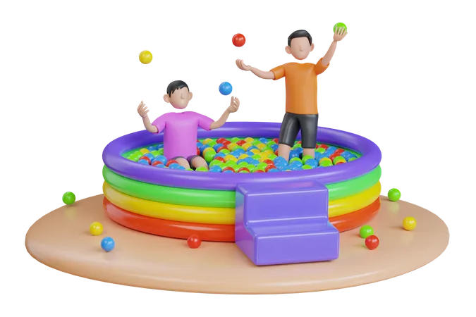 Plastic balls filled child pool  3D Illustration