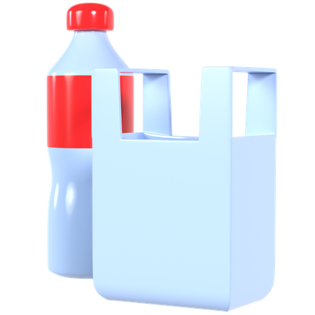 Plastic Bottle And Bag  3D Illustration