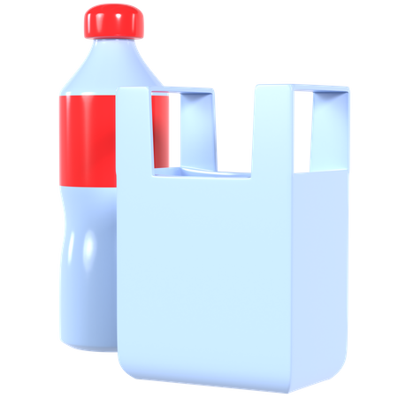 Plastic Bottle And Bag 3D Illustration
