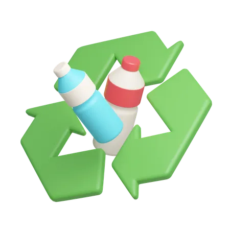Recycling Symbol With Plastic Bottles Concept Eco Global Warming Icons 3 D Illustration 3D Icon