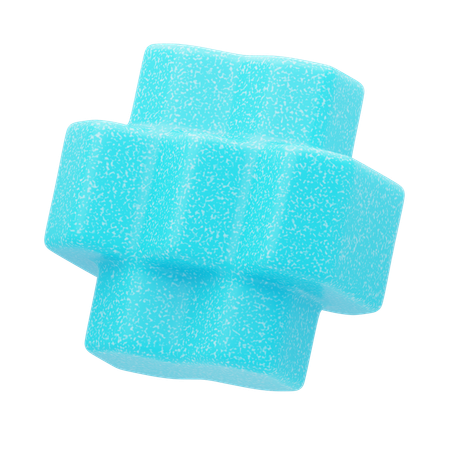 Plastic Resin Abstract Aqua Block Cross  3D Icon