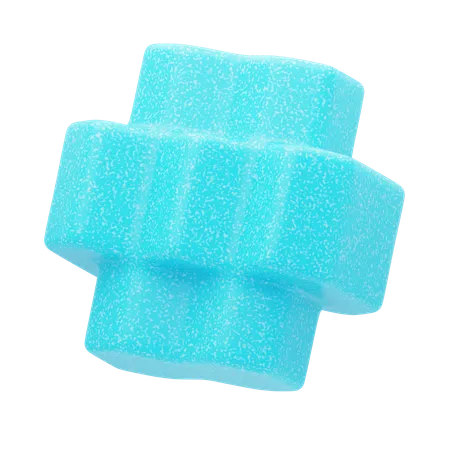 Plastic Resin Abstract Aqua Block Cross  3D Icon