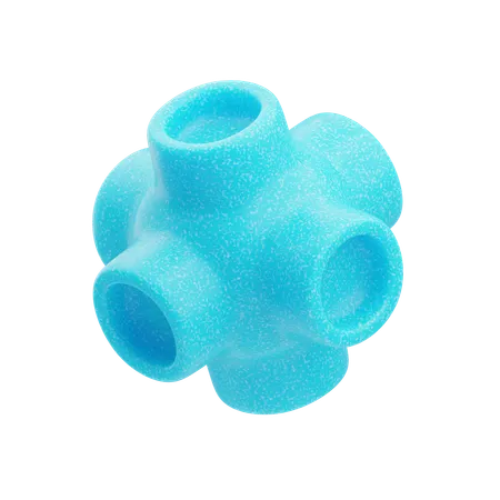 Plastic Resin Abstract Blue Geometric Rings  3D Icon