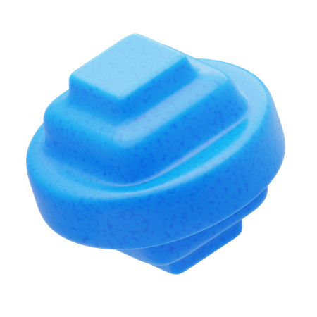 Plastic Resin Abstract Blue Layered Button  3D Icon