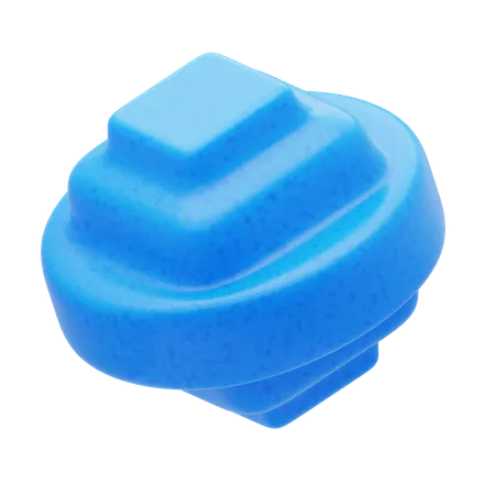 Plastic Resin Abstract Blue Layered Button  3D Icon